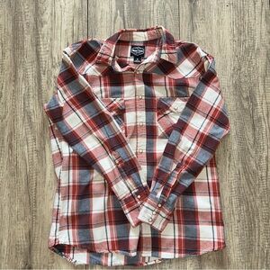 Work N Sport Mens Size Medium Flannel Shirt Pearl Snap Front Red Plaid